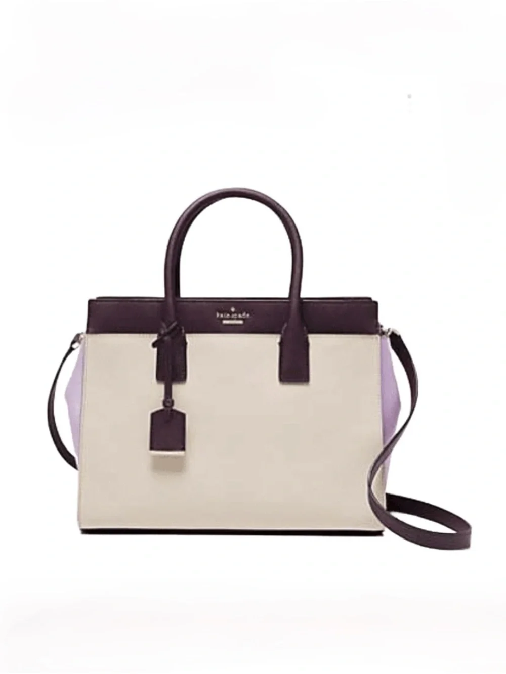 KATE SPADE ~ Two-Tone Cream, Dark Purple, and Lavender Satchel w/Colorful Scarf